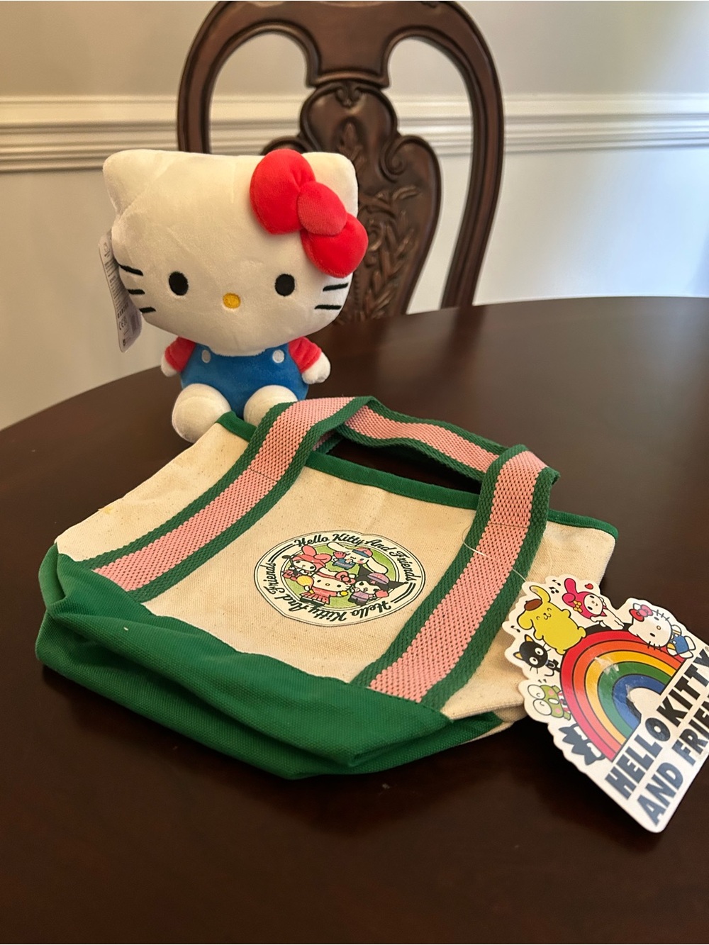 Hello Kitty Canvas Tote and Stuffy NWT